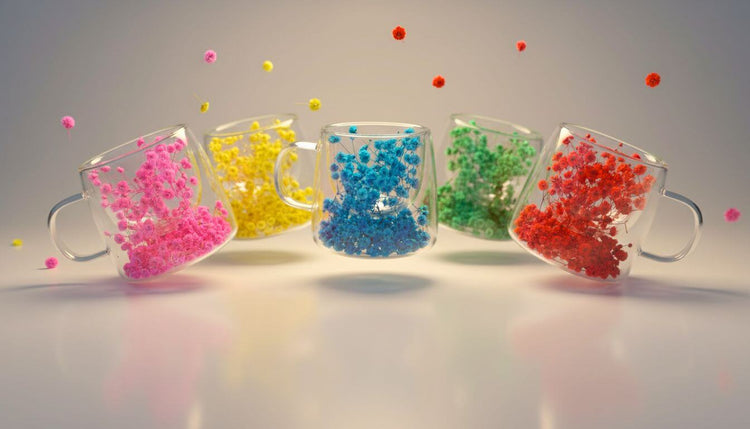 Яки чаши със сушени цветя